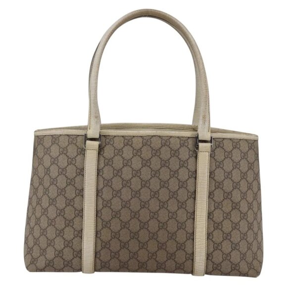 GUCCI GG Supreme Tote Bag PVC Beige Silver 114595 Auth 142526 - Picture 4 of 15